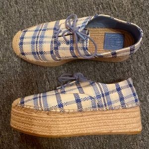 TORY BURCH plaid platforms